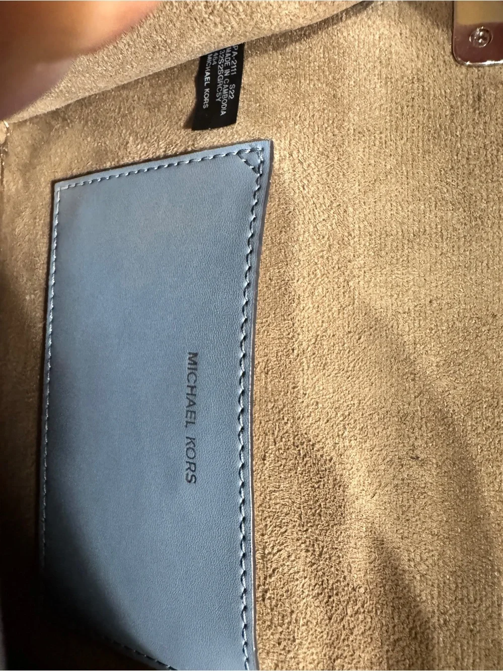 Michael Kors Light Blue Quilted Shoulder Bag with Silver Hardware